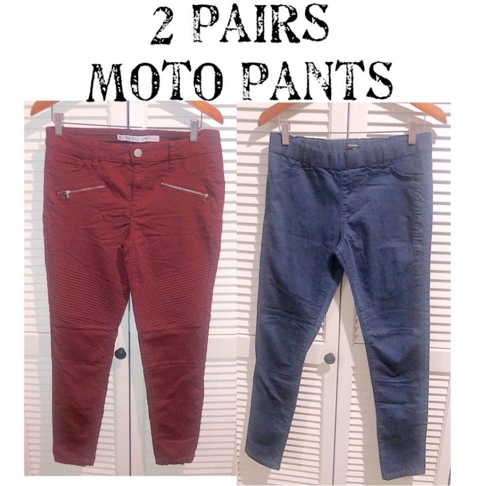 Tinseltown and Shinestar Moto Pants Burgundy Size 11, Navy Blue size XL